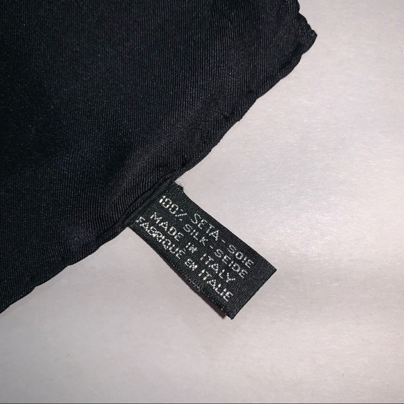 CELINE gold/black tartan plaid SILK TWILL scarf signature MACADAM logo at center - Picture 9 of 11